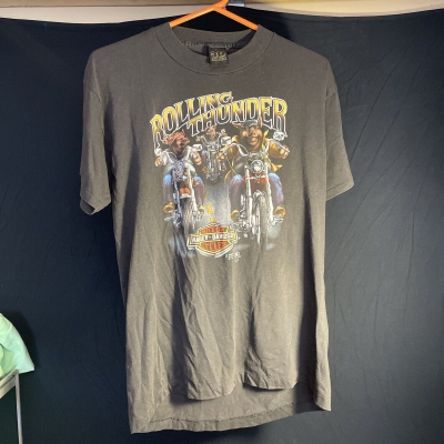 Vintage 1988 Harley Davidson Rolling Thunder Hog 3D Emblem T Shirt