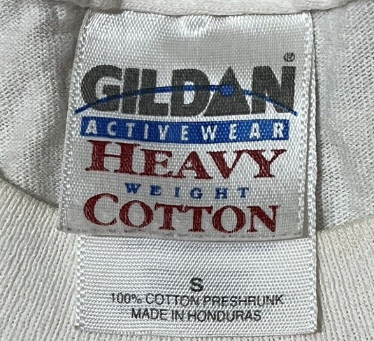 real gildan heavy weight cotton t-shirt tag honduras