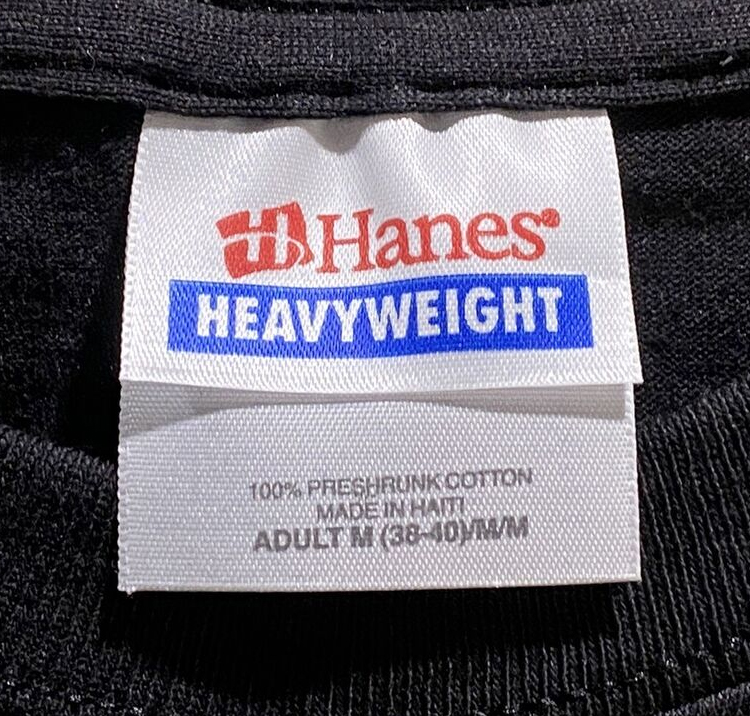 authentic hanes heavyweight blue bar double tag
