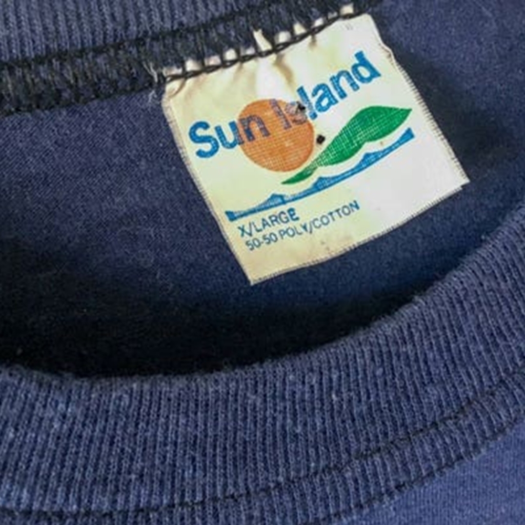 vintage sun island t-shirt tag, is not bay island tag