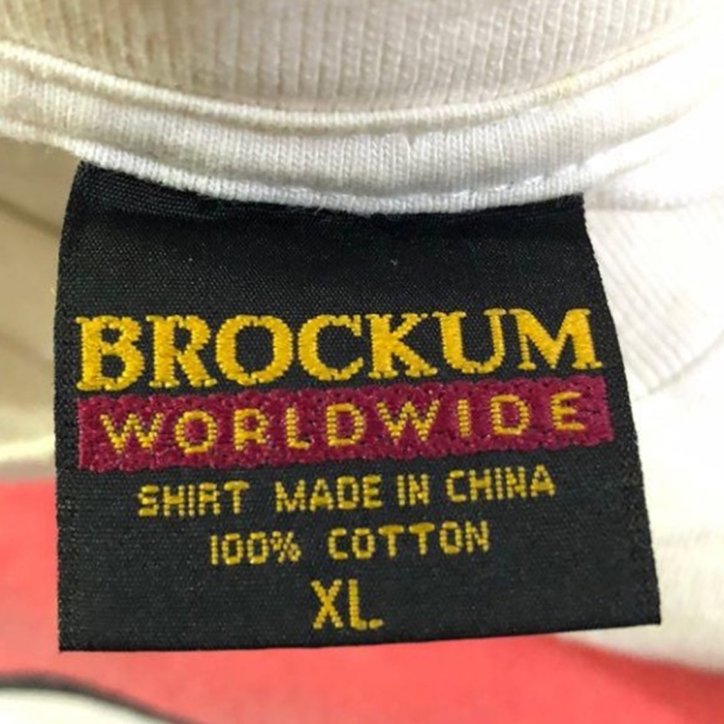 Authentic Vintage Brockum Worldwide Made In China T-Shirt Tag