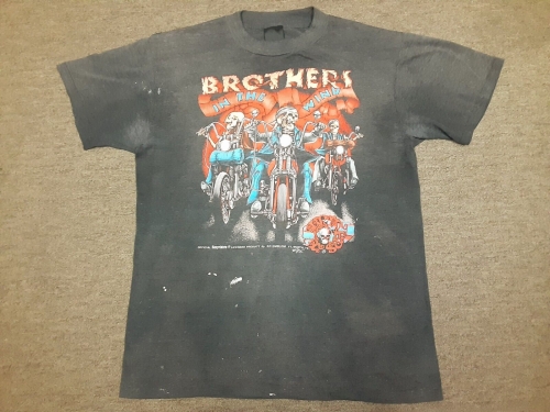 Vintage 3D Emblem Easyriders BROTHERS IN THE WIND Skull Biker T-Shirt Medium