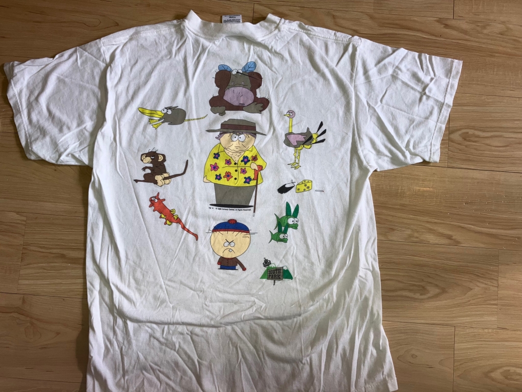 vintage 1990s south park elephant makes love to a pig t-shirt back
