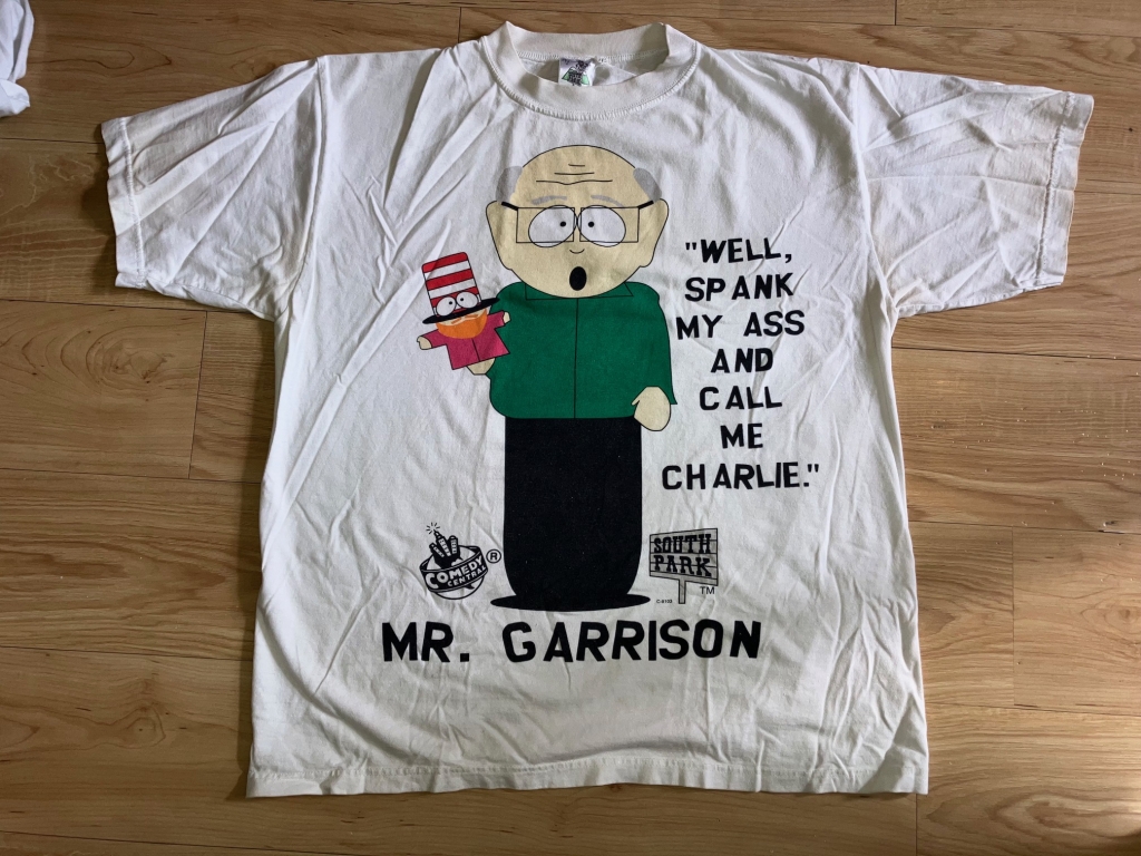 vintage 1990s south park mr garrison well spank my as and call me charlie t-shirt