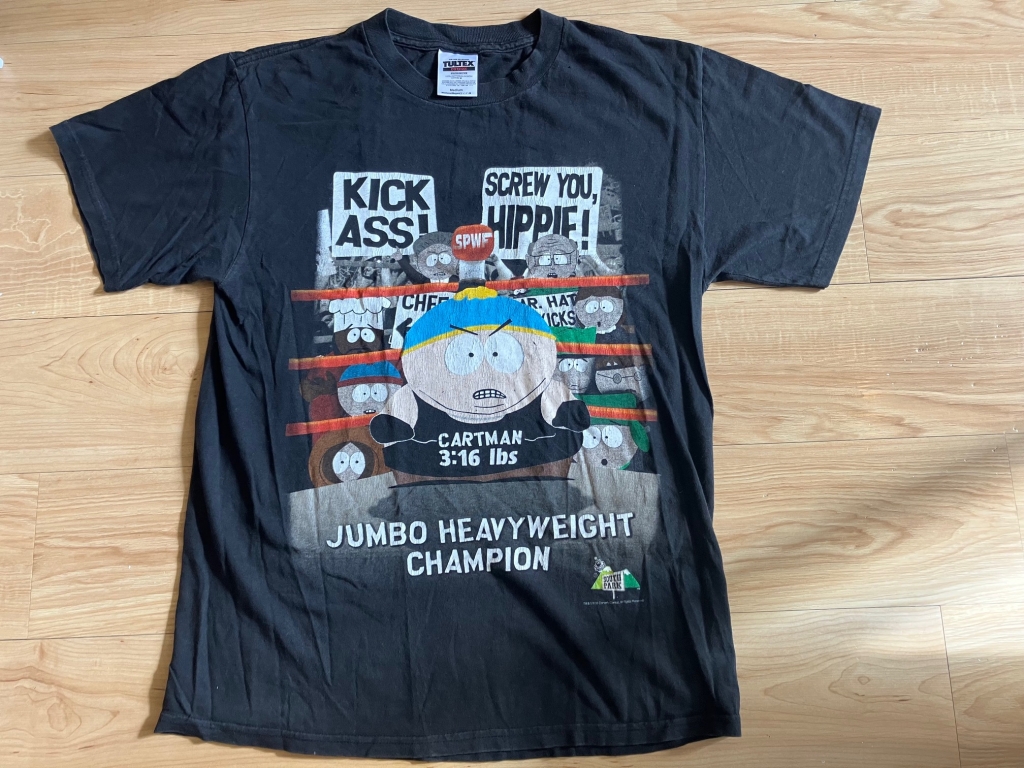 vintage south park 1990s t-shirt cartman 3:16 lbs jumbo heavyweight champion t-shirt 