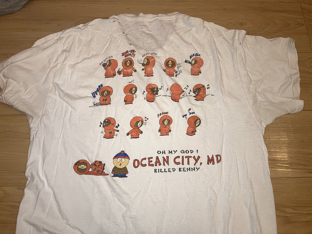 vintage 1990s south park t-shirt bootleg oh my god ocean MD city killed kenny