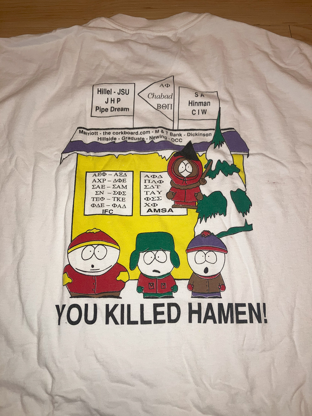 vintage 1990s south park you killed hamen frat t-shirt