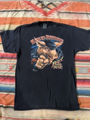 Harley-Davidson 3D Emblem HAWG BAD TO THE BONE 1988 DAYTONA T-shirt