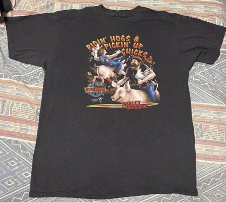 Vintage Harley Davidson 3D Emblem Ridin' Hogs T-Shirt
