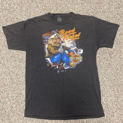 Vintage 1988 3D Emblem Road Rebel Harley Davidson T-Shirt