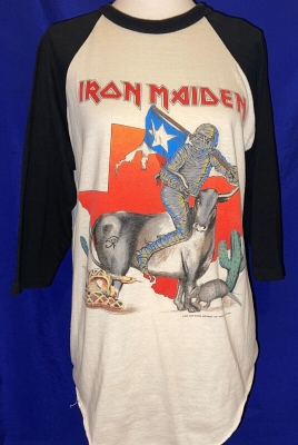 Vintage 1985 Iron Maiden Texas Slavery Tour JERSEY T-SHIRT shirt L