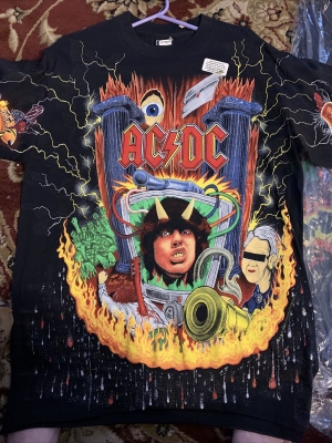 Vintage AC / DC 1992 T-shirt 90s Total Pattern Multicolor Men size XL Made in US