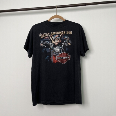 Vintage 3D Emblem Harley Davidson Great American Hog Sm Dumfires T Shirt Size XL