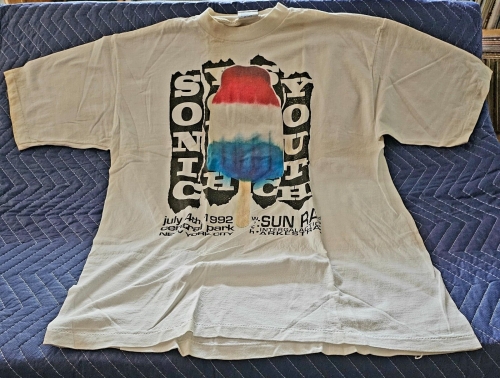 Vintage Sonic Youth and Sun Ra T-Shirt - White, XL