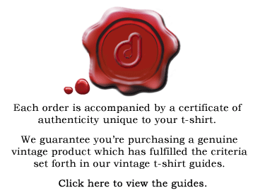 Vintage t-shirt authenticity certificate
