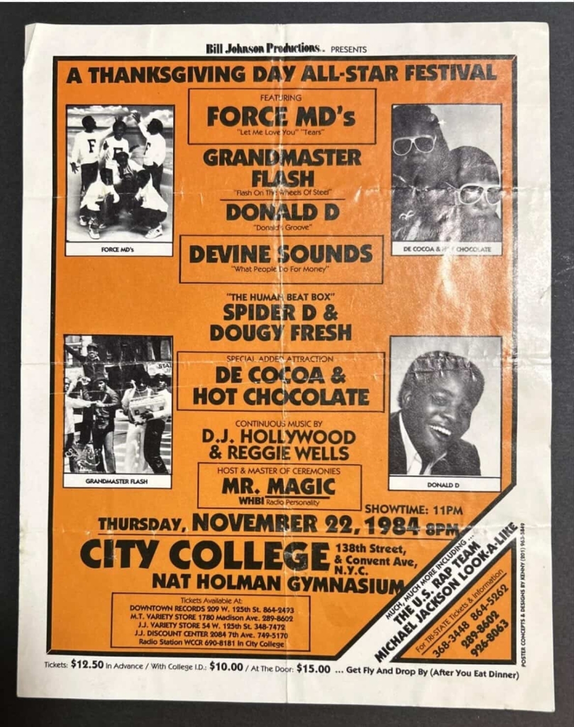 Bill Johnson Productions Thanksgiving Day All Star Festival, Grand Master Flash, Dougy Fresh, US Rap Team