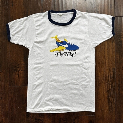 Vintage 1970s Nike RARE T Shirt Mens L 70s Fly Nike!