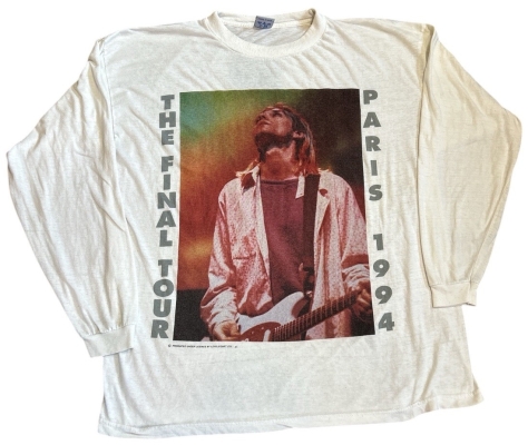 Vintage Kurt Cobain Paris The Final Tour 1994 Long Sleeve T Shirt XL