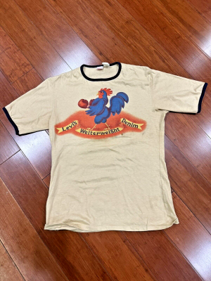 Vintage 1970's Levi's Chicken Denim Advertising T-Shirt L Large Boxing
