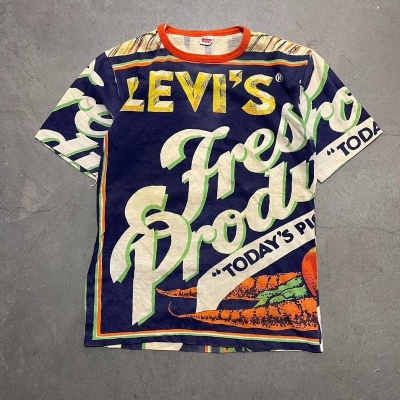 Vintage 70s Levi’s “Fresh Produce” Big E Advertising T Shirt Size M