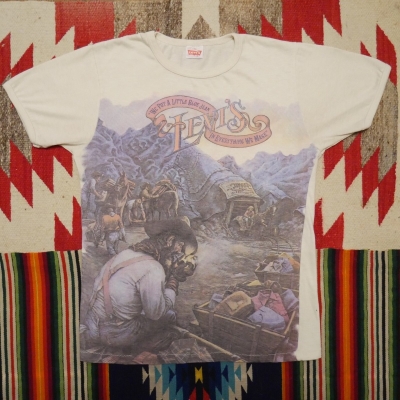 Vintage 70s Levi's Cowboy Blue Jean Miner Art T Shirt S Rare White Tab Western