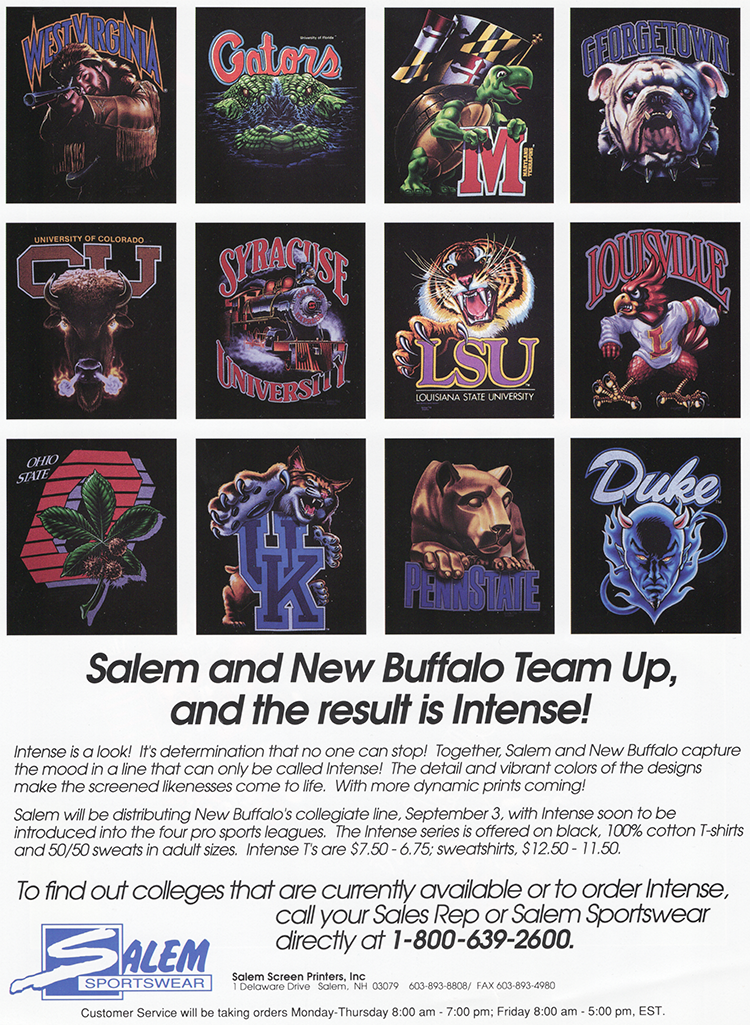 intense mascots, salem and new buffalo t-shirt t-shirt catalog