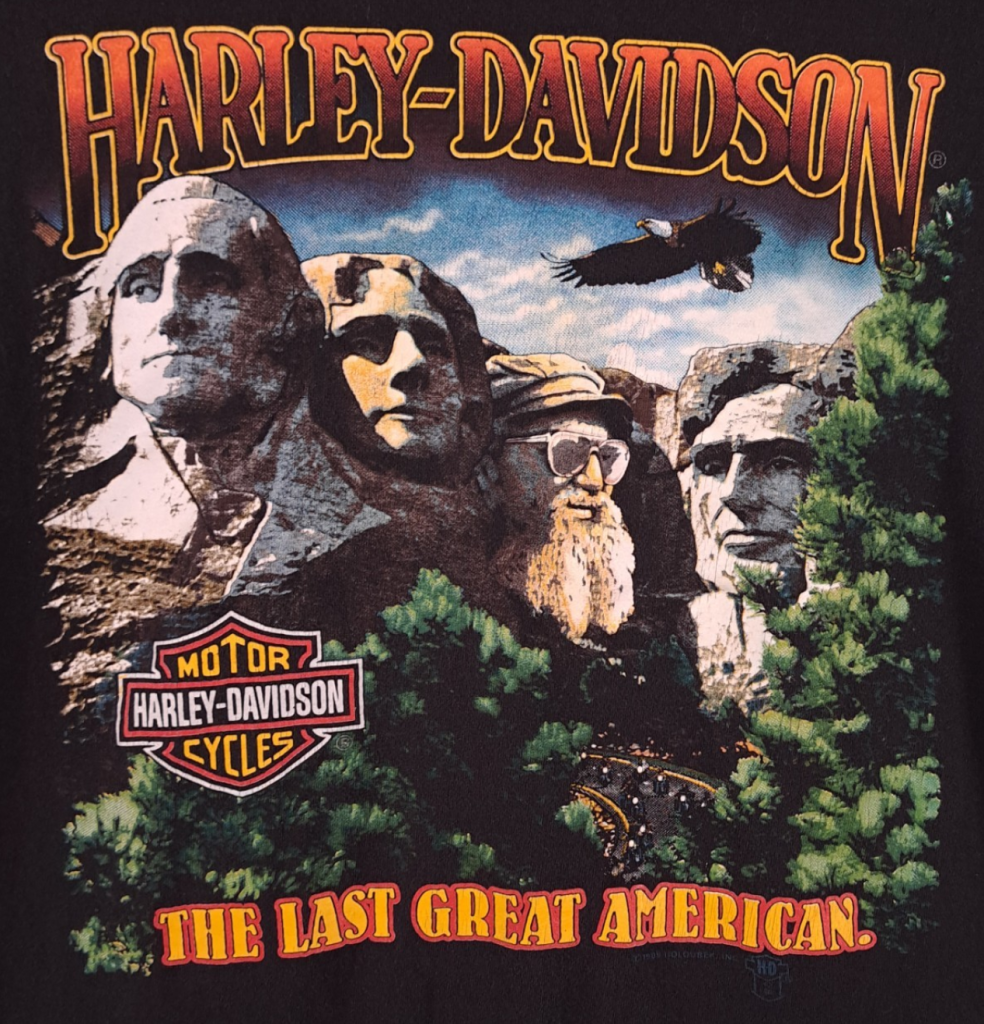the last great american harley t-shirt mt Rushmore parody