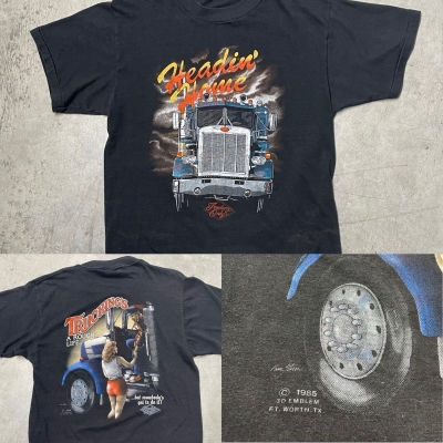 Vintage Truckers Only Headin' Home Rough Life 3D Emblem T-Shirt