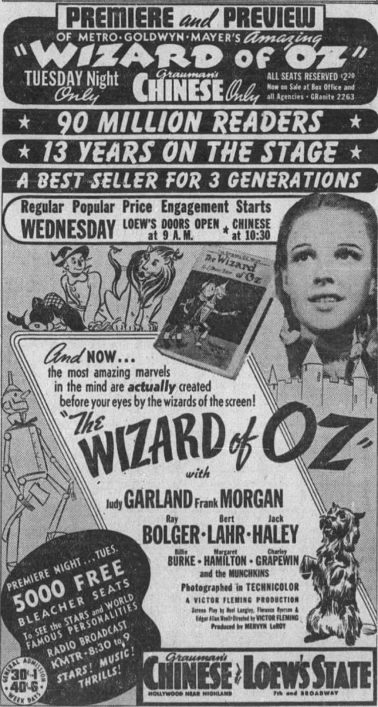 Wizard of Oz Premiere Ad