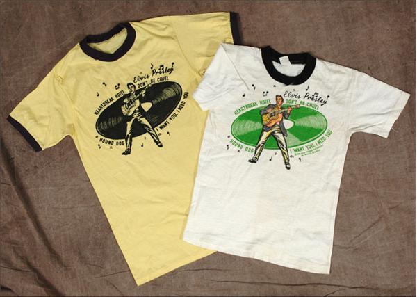 One color black ink print on yellow Elvis t-shirt