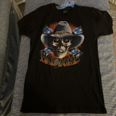 Vintage 3D Emblem Bad To The Bone Truckers Only T Shirt Medium 1983
