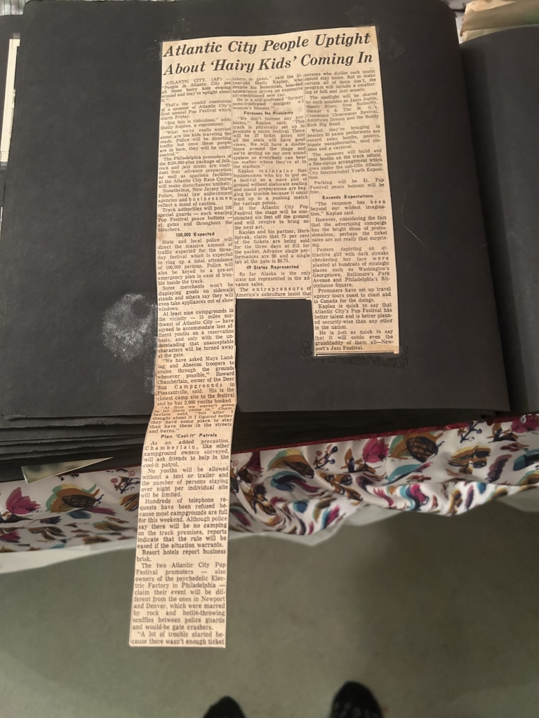 Atlantic City Pop Festival newspaper clipping, 1969