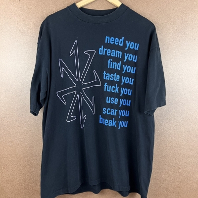 VTG 90s Rare Nine Inch Nails Downward Spiral Eraser Lyrics Single Stitch Tee XL