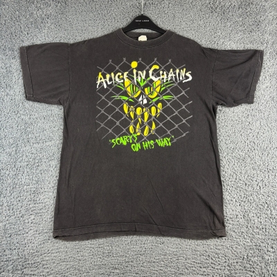 Vintage 1991 Alice In Chains Shirt Scarys On His Way Single Stitch Grunge Rock Band AIC