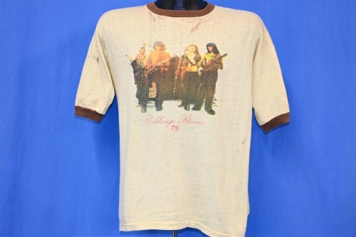 Vintage 70s ROLLING STONES 1975 CONCERT TOUR RINGER DISTRESSED t-shirt LARGE L