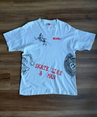 Vintage 80s Powell Peralta Skate T-Shirt Multi Print Test Tee Bones Brigade Size XL