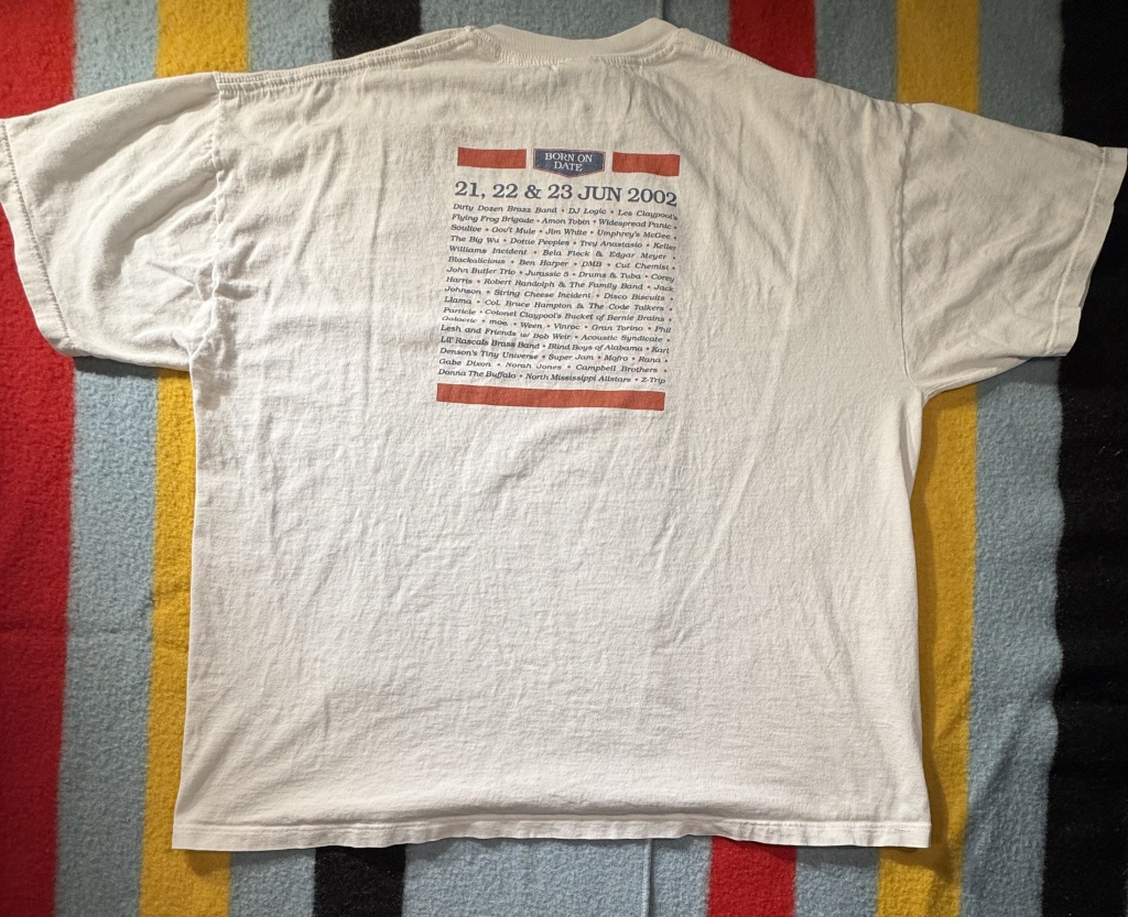 Back of Vintage Bonnaroo Concert Shirt