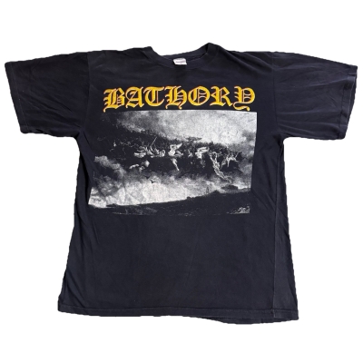Vintage 80s Bathory Blood Fire Death Black Metal Album Art Shirt Large
