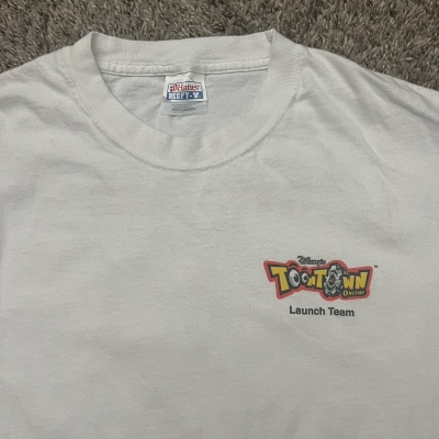 Vintage Disney Toontown Online Launch Team T-Shirt Size Large Video Game Promo Dev Crew