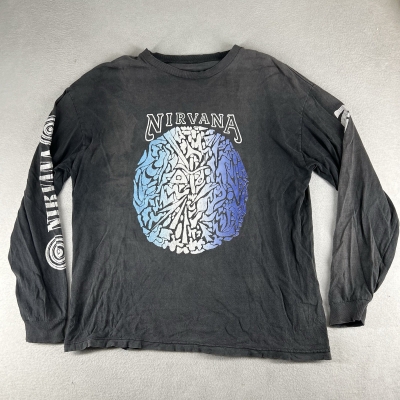 Vintage Nirvana Shirt 1992 Roskilde Festival Denmark Ultra Rare XL Long Sleeve