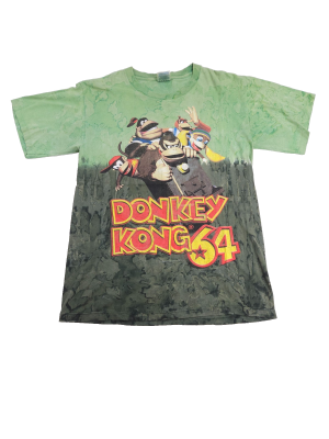 Vintage 90s Donkey Kong Country N64 T Shirt AOP Promo Rare 64 Nintendo Green L
