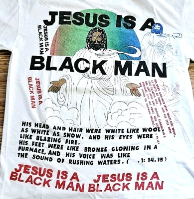 Vintage 80s 90s Jesus Is A Black Man T Shirt Large Single Stitch Rare Test Print