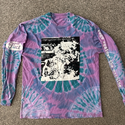 Vintage Rage Against The Machine Long Sleeve Tie Dye T Shirt Size XL