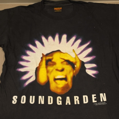 Vintage Brockum Soundgarden Graphic Print Black Cotton Crew Neck T-Shirt Men's L